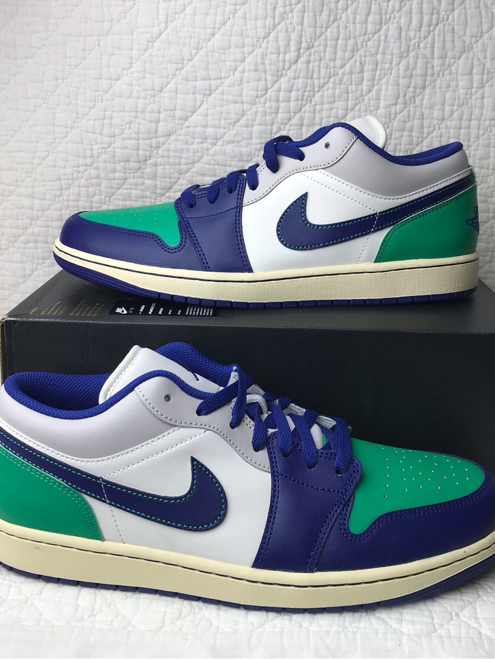 Nike Air Jordan 1 Low Shoes Men’s SZ 12 Sail Deep Royal Blue 553558-147